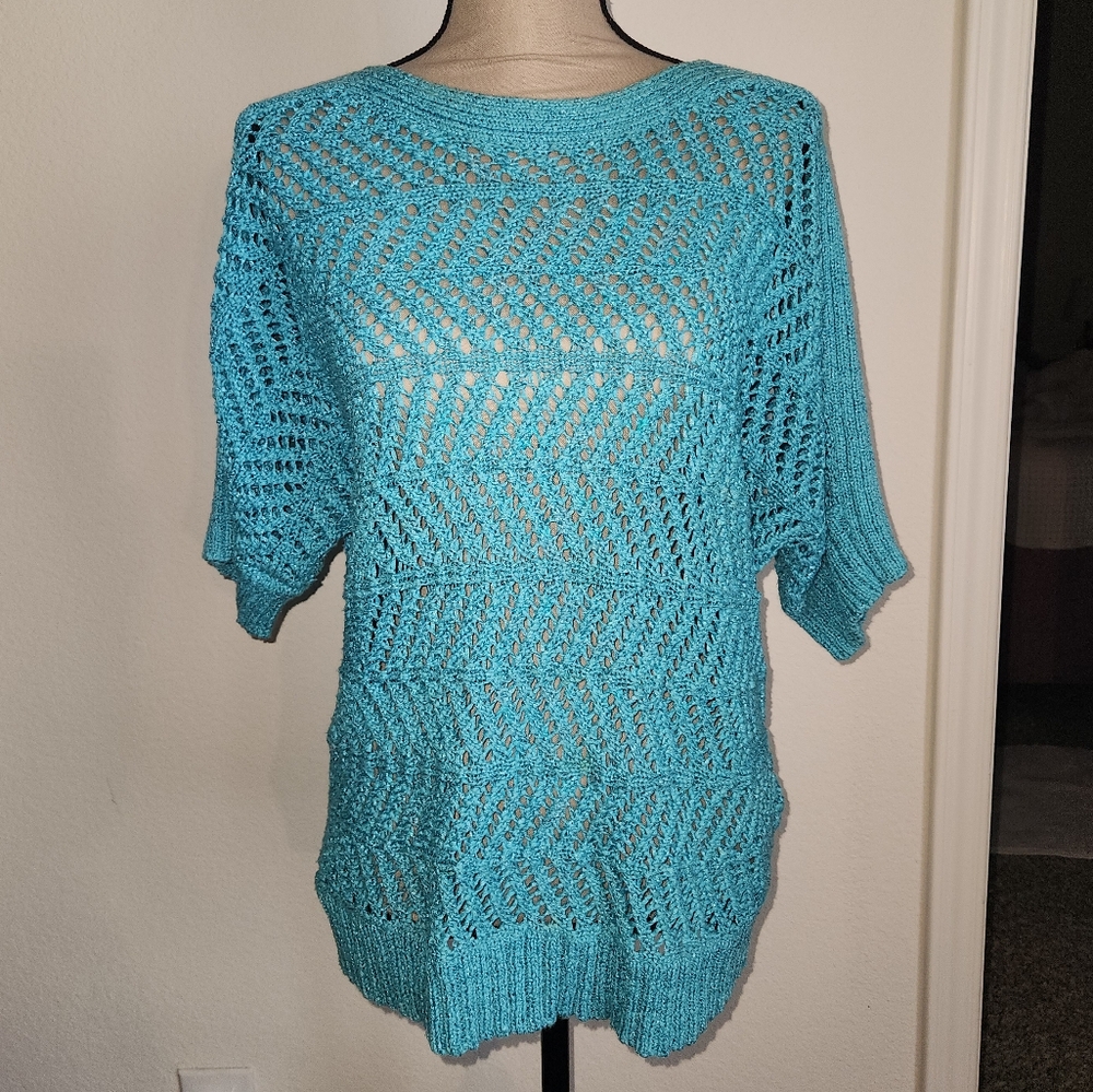 Chico Brand Turquoise Knit Sweater for Women SIZE 2
